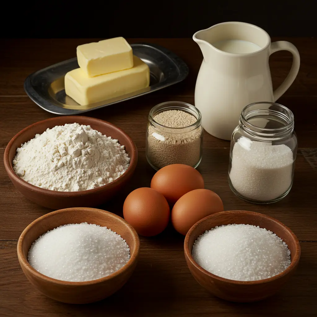 Baking ingredients for homemade Gipfeli