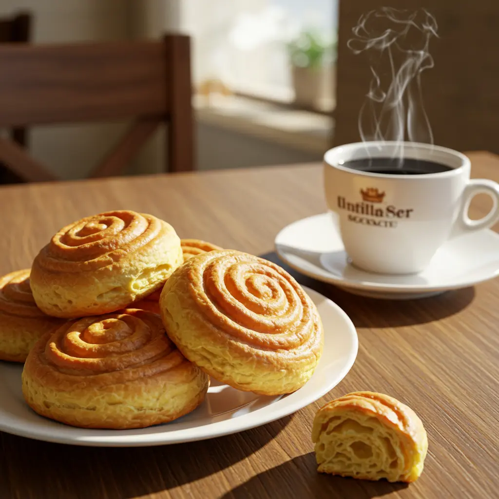 Freshly baked Gipfeli with coffee