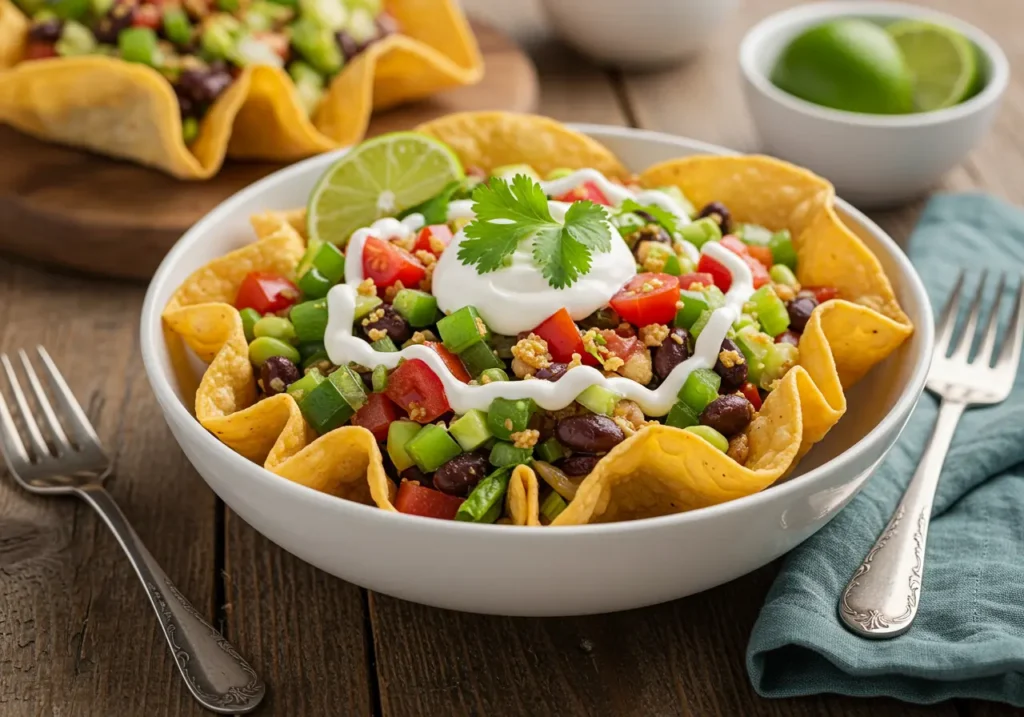 Garnished Taco Salad with Lime Wedge