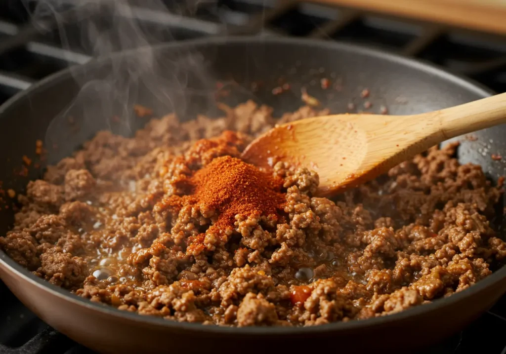 Cooking Ground Beef for Taco Salad