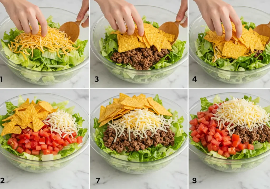 Assembling Taco Salad Step-by-Step