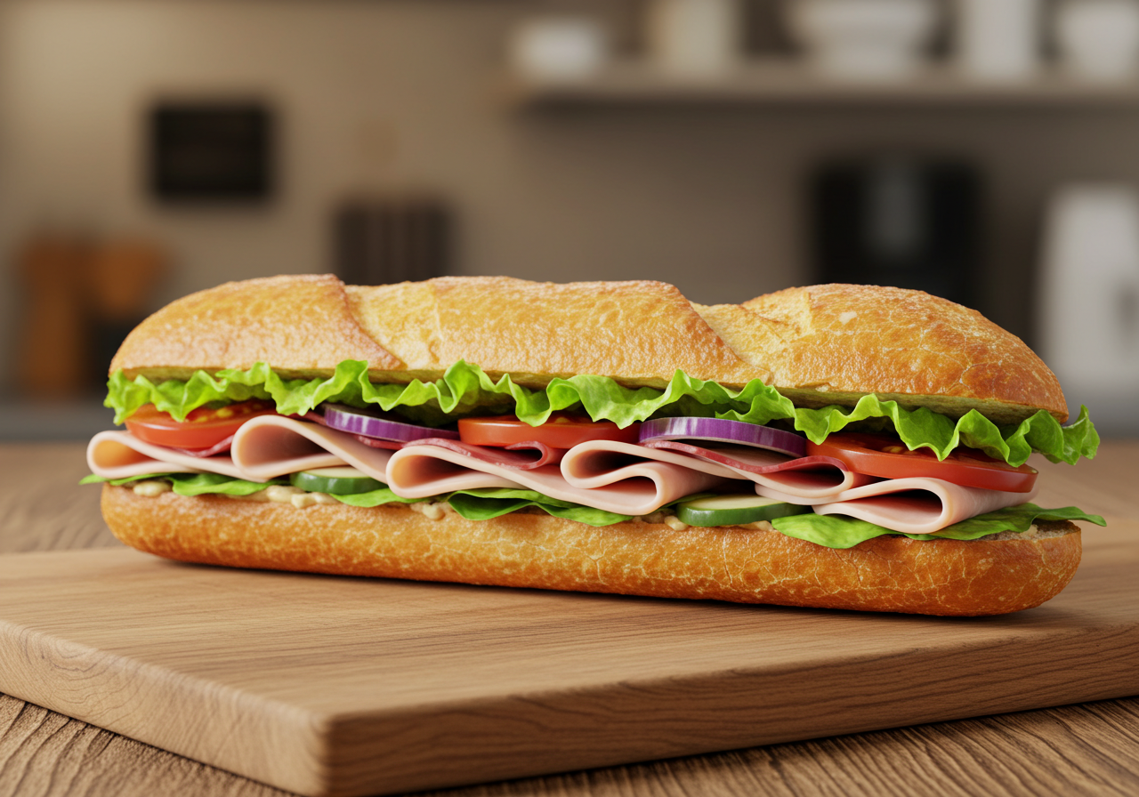 Perfect deli sandwich with fresh ingredients