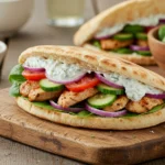 Juicy grilled chicken in pita bread