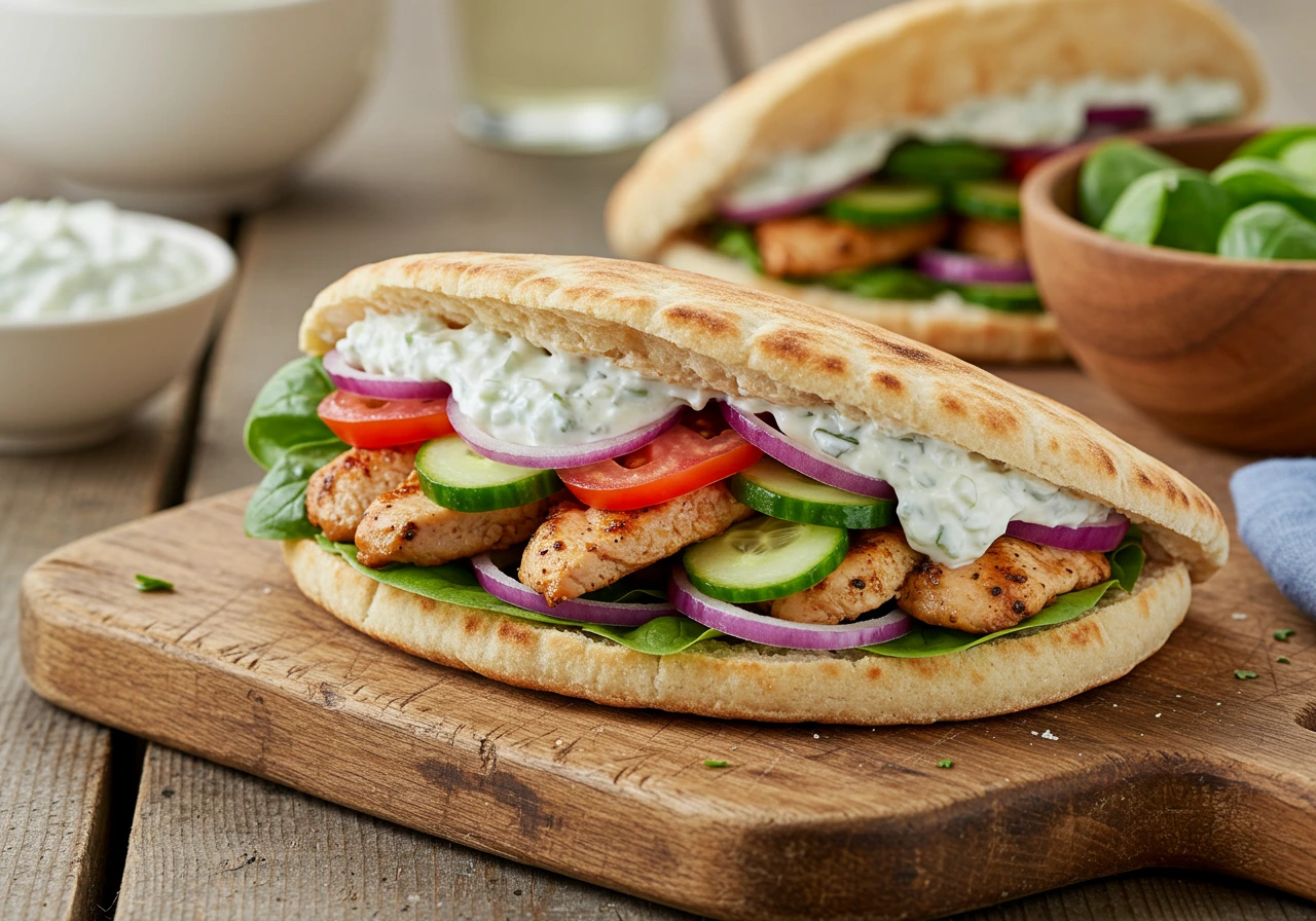 Juicy grilled chicken in pita bread