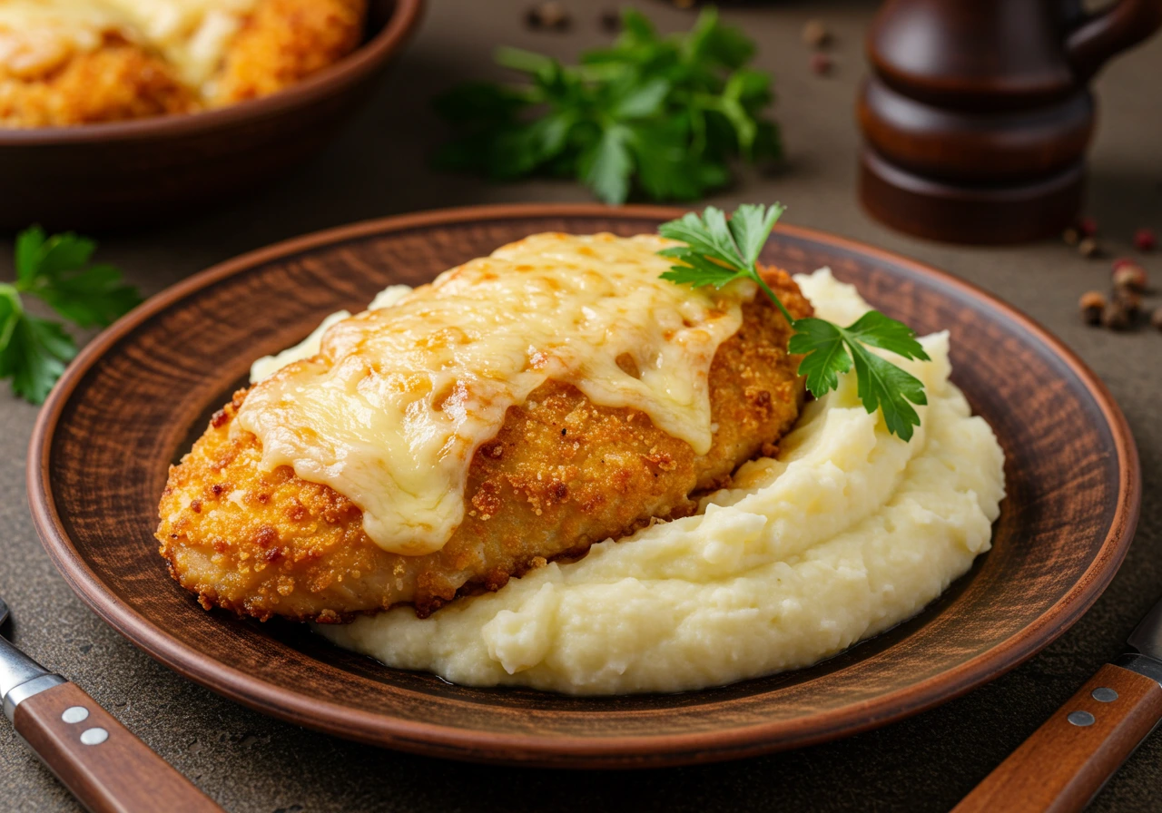 Longhorn Parmesan Crusted Chicken on a plate