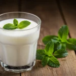 Cold yogurt drink served in a glass