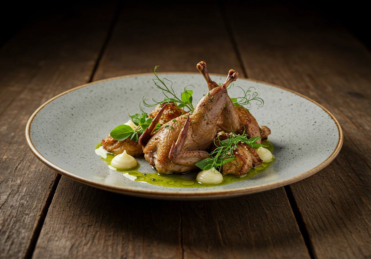 Gourmet quail recipe on a plate