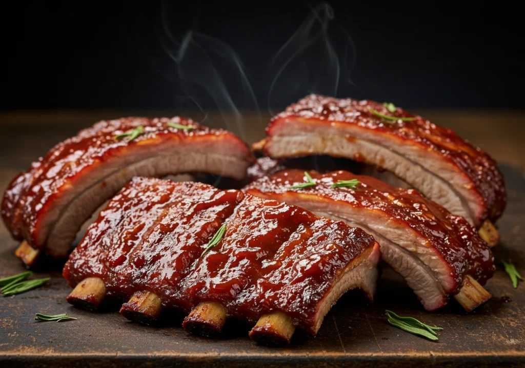 Smoked ribs with BBQ sauce