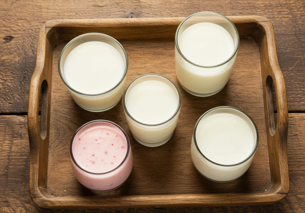 Fresh ingredients for making a yogurt drink	