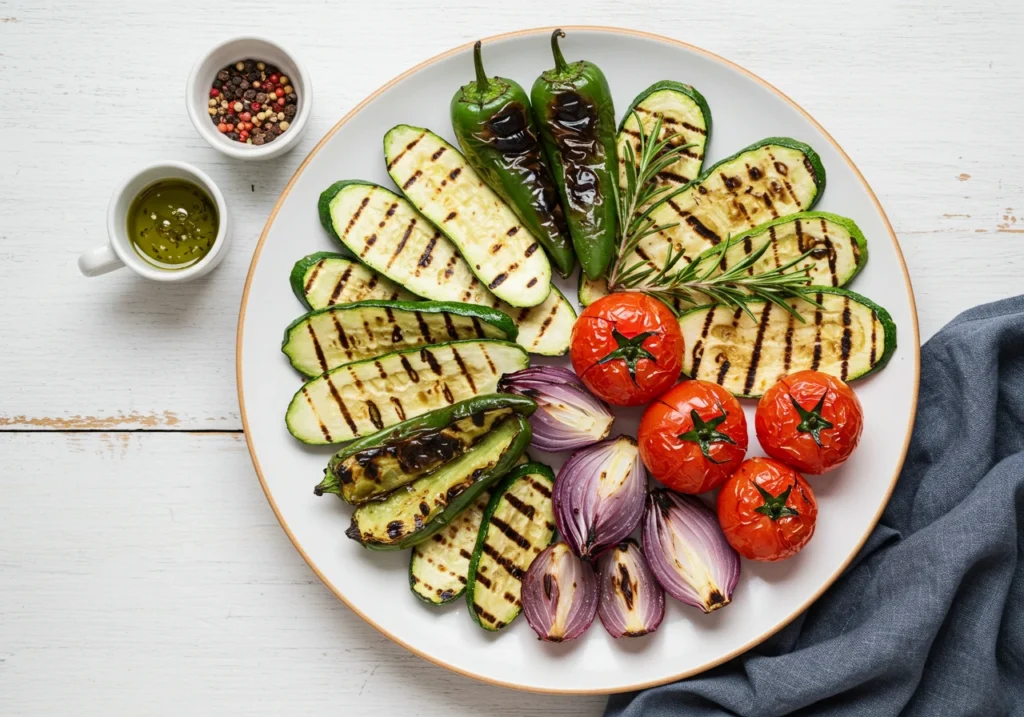 Colorful grilled vegetables on a plate