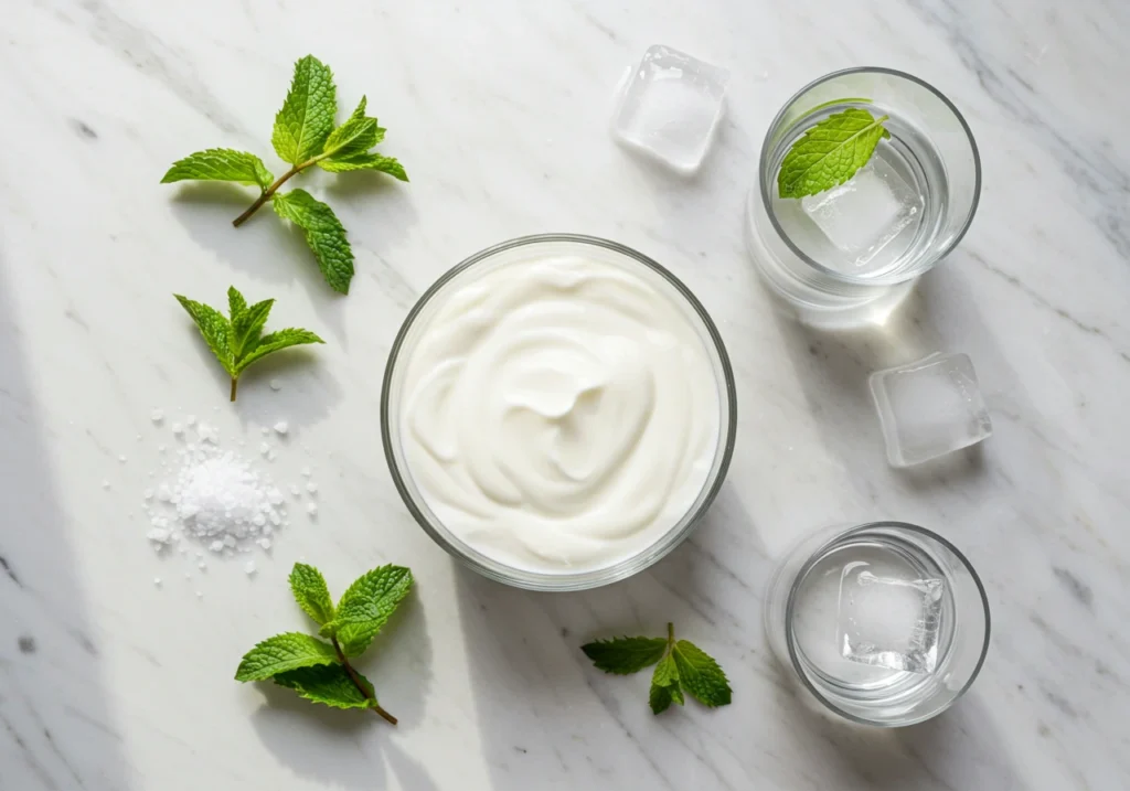 Blending yogurt and ingredients in a blender	