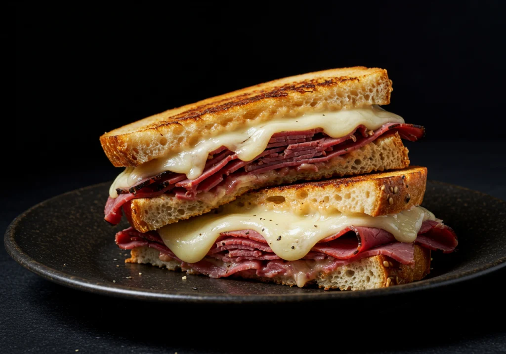 Classic Reuben sandwich on a plate	