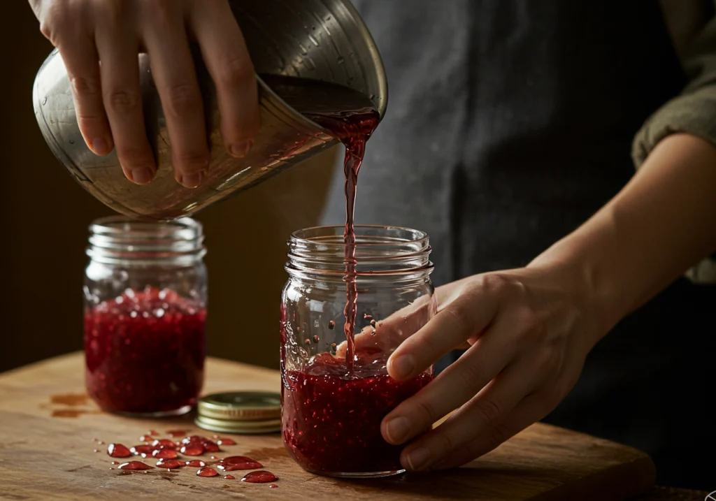 Pouring Plum Jelly into Jars	