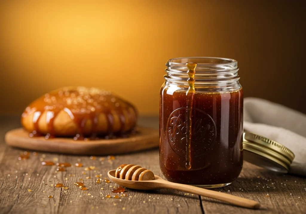 Brown sugar syrup in glass jar